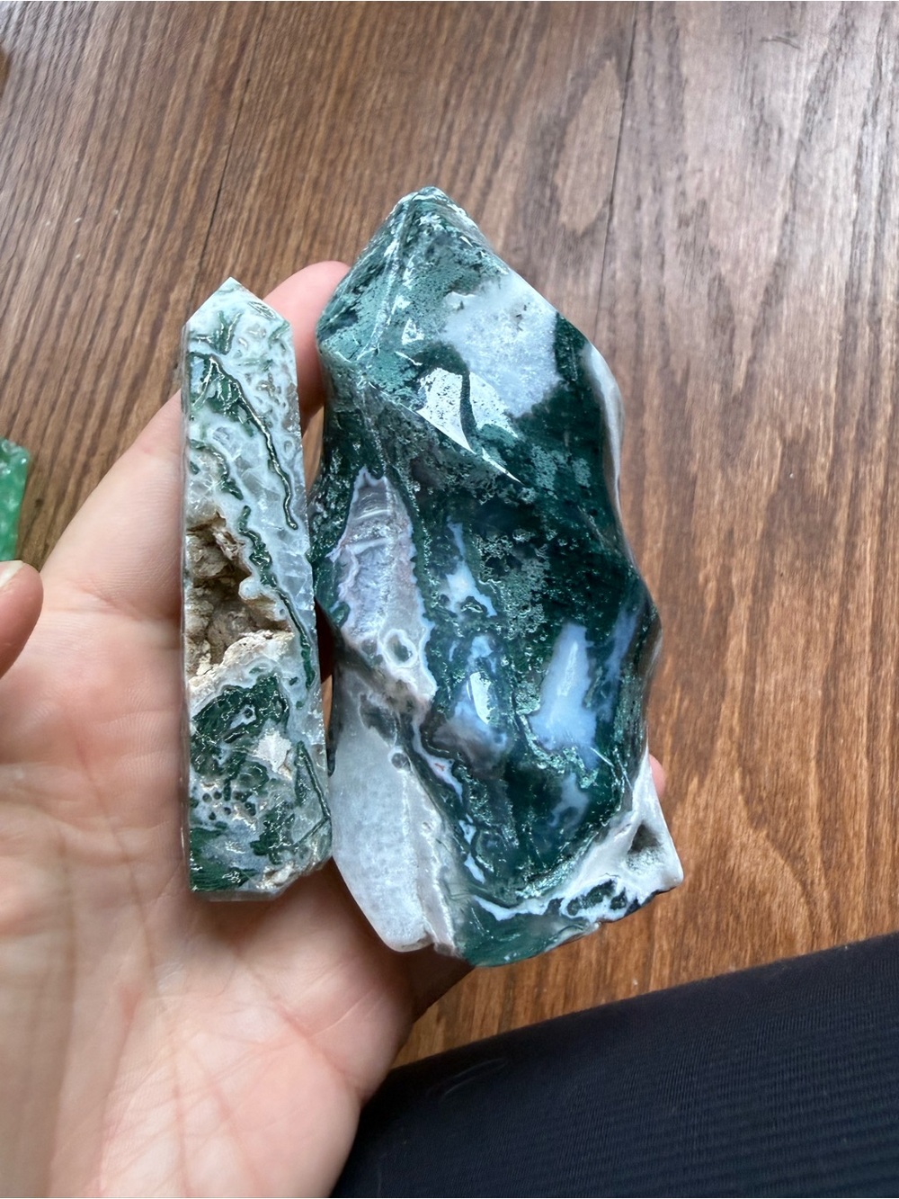 Moss agate bundle! Large moss agate crystal flame & tower